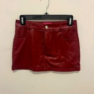 Edikted maroon red burgundy mini micro leather skirt